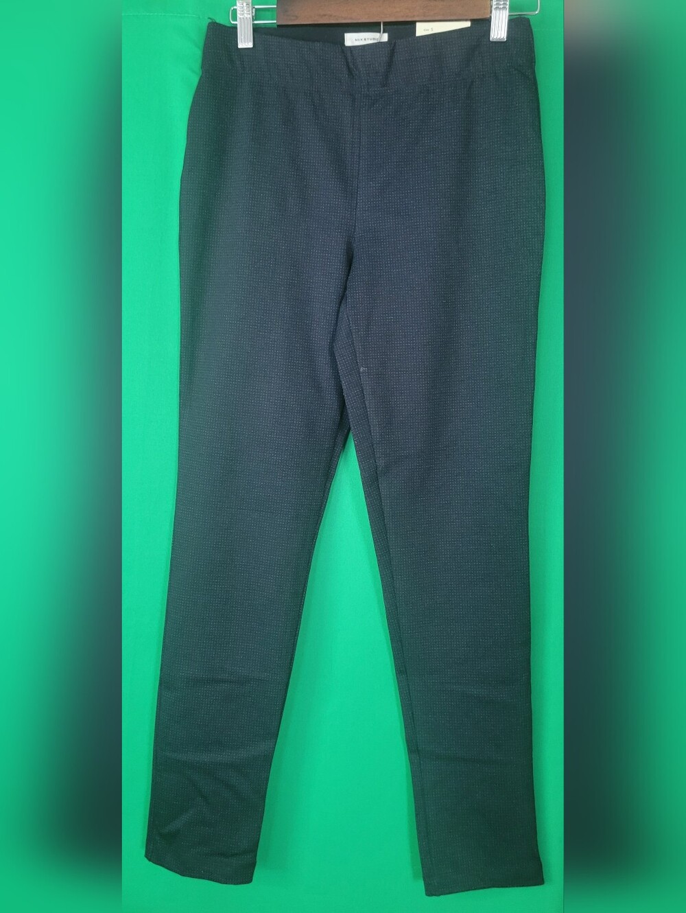 Nwt Max Studio Dark Navy Textured High Waist Rise Ankle Skinny Legging Sz S Knit